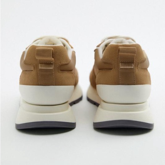 NWT. Zara Brown/Tan Leather Trainers. Size US 9/EU 40. - Picture 4 of 7